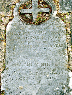 Gravestone of Emily Minter and daughter Emily